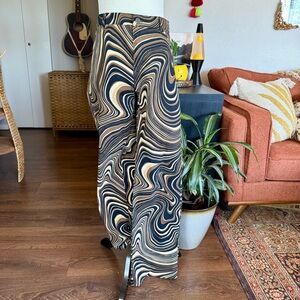 Motel Rocks Black & Cream Swirl Wide Leg Jeans